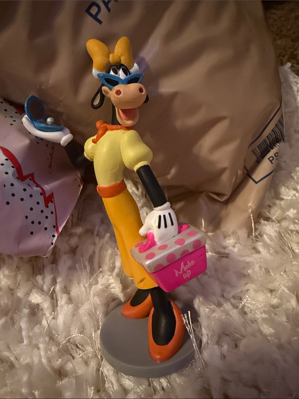 Clarabelle Cow 4" PVC Action Figure Disney Mickey and Friends Make Up bag